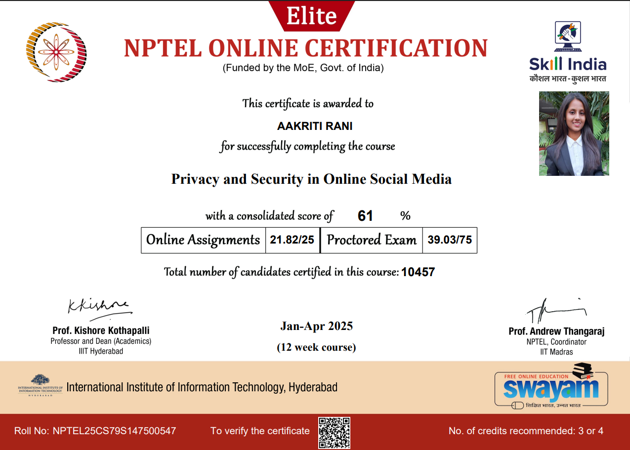 NPTEL Certificate
