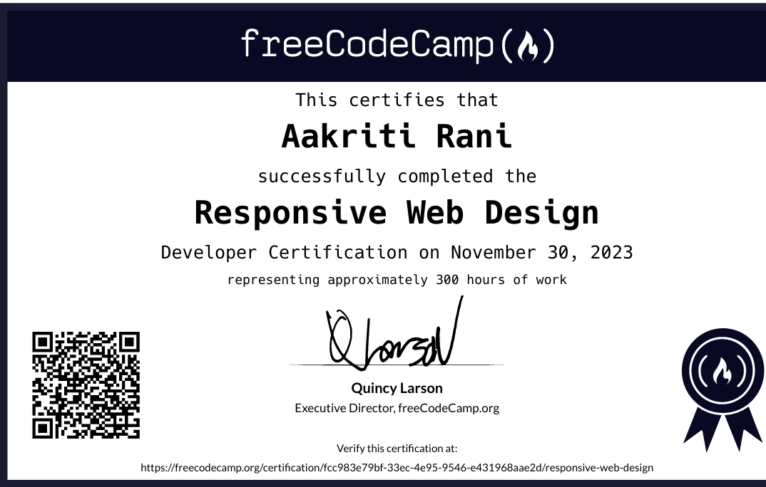 FreeCodeCamp Certificate